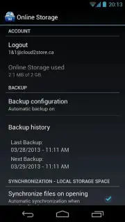 Online Storage Screenshot 1