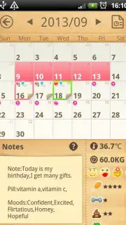 Period Calendar Screenshot 1