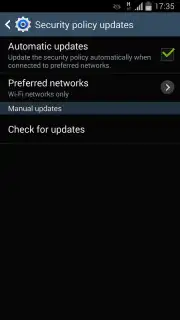 Samsung Security Policy Update Screenshot 1