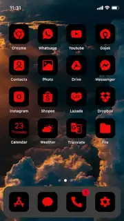 Wow Red Black Theme, Icon Pack Screenshot 7