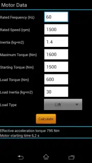 Motor Starting Time Screenshot 2